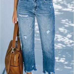 NWT Flamingals Ripped High-Rise Raw Hem Ankle Jeans 3XL